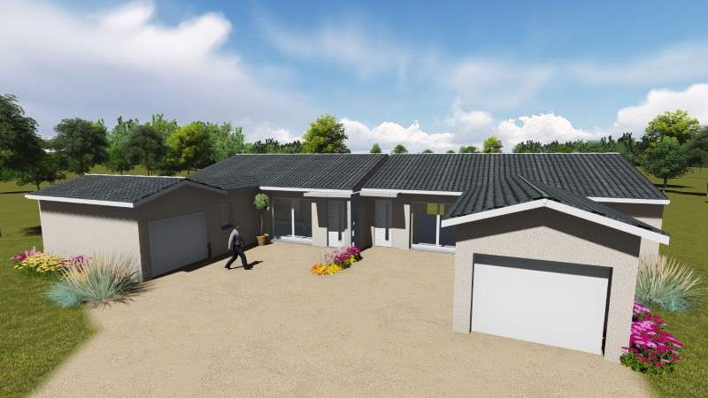 maisons eugie modèle plain pied contemporain moderne décoration façade toiture pente 33% matériaux régionaux construction traditionnelle tarn et garonne montauban locatif construction locative